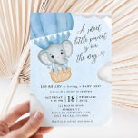 Convites Pequeno Chá de fraldas de Elefante Azul de Amendoi<br><div class="desc">Este belo convite apresenta um design de elefante de aquarela com um cabeçalho de script de rico. Personalize o texto usando o formulário modelo.</div>