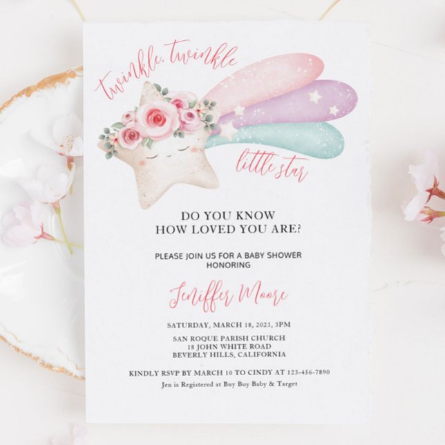 Convites Pequeno Chá de fraldas de Estrelinha Brilhante (Criador carregado)