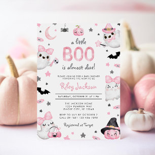 Convites Pequeno Chá de fraldas de Fantasma Rosa do Boo Hal