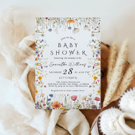 Convites Pequeno Chá de fraldas de Flor Selvagem Brilhante