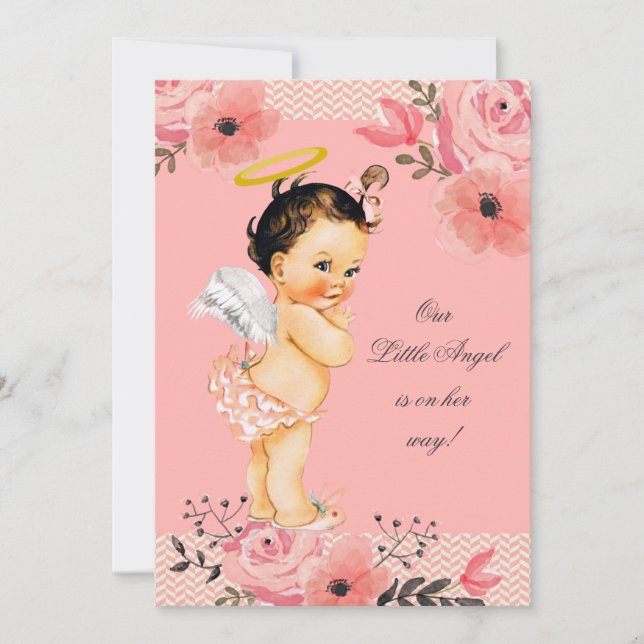 Convites Pequeno Chá de fraldas de Flores de Aquarela (Frente)