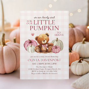 Convites Pequeno Chá de fraldas de Gingham Fall Girl Pumpki