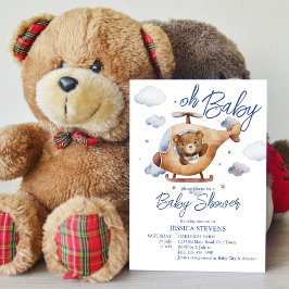 Convites Pequeno chá de fraldas de helicóptero piloto