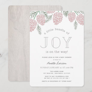 Convites Pequeno Chá de fraldas de Joy Pine Cone Rosa