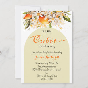 Convites Pequeno Chá de fraldas de Laranja Cutie Citrus Tan