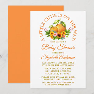 Convites Pequeno Chá de fraldas de Laranjas Florais de Cut