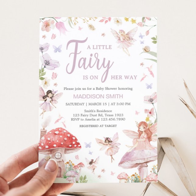 Convites Pequeno Chá de fraldas de leite (Little Fairy Whimsical Baby Shower Invitation)