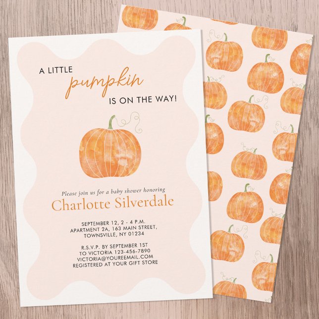 Convites Pequeno Chá de fraldas de outono de Abominável (A Little Pumpkin is on the Way autumn fall themed personalized baby shower invitation)