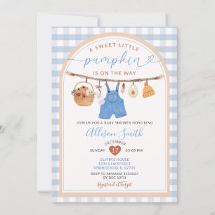 Convites Pequeno Chá de fraldas de Pumpkin Autumn Gingham