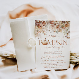 Convites Pequeno Chá de fraldas de Pumpkin Queda Floral