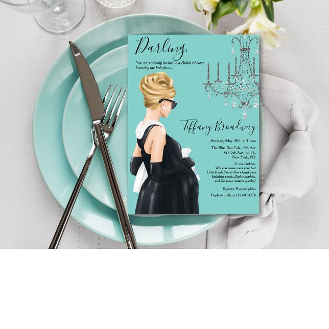 Convites Pequeno Chá de fraldas de Vestido Azul (Criador carregado)