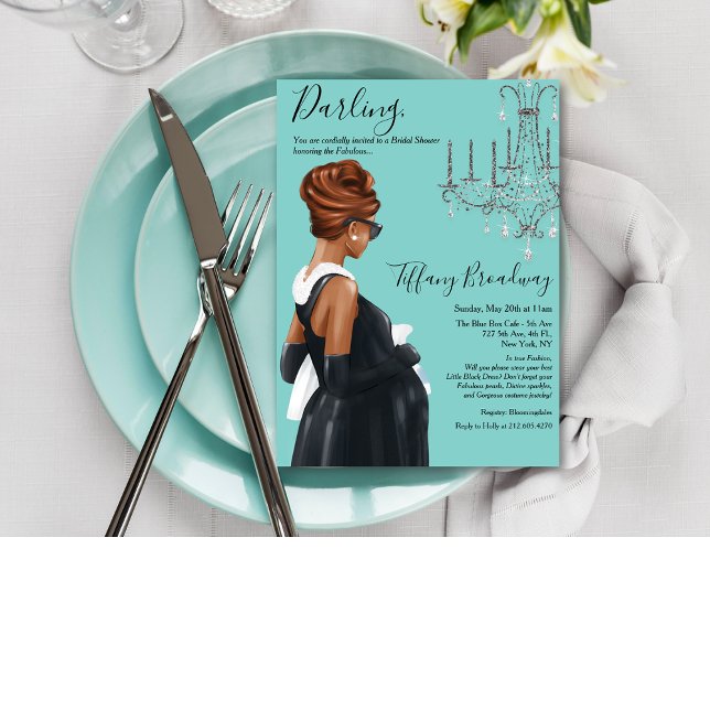 Convites Pequeno Chá de fraldas de Vestido Azul (Criador carregado)