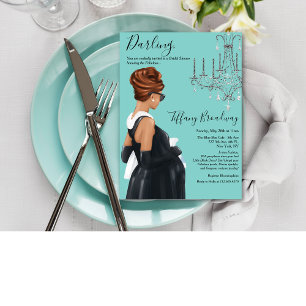 Convites Pequeno Chá de fraldas de Vestido Azul