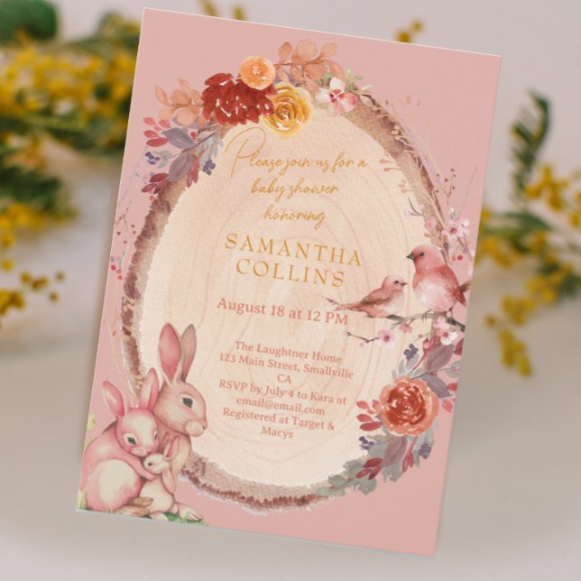 Convites Pequeno Chá de fraldas de Woodland Garota (Criador carregado)