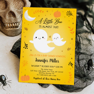 Convites Pequeno Chá de fraldas Dourado Pumpkin Fantasma B