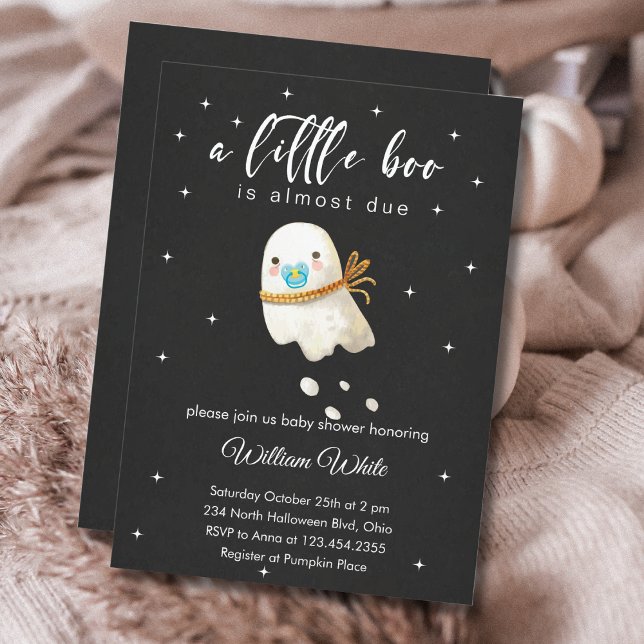 Convites Pequeno Chá de fraldas Fantasma (Baby Ghost Baby Shower Little Boo Invitation)