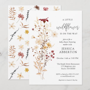 Convites Pequeno Chá de fraldas Flor de Flor Selvagem