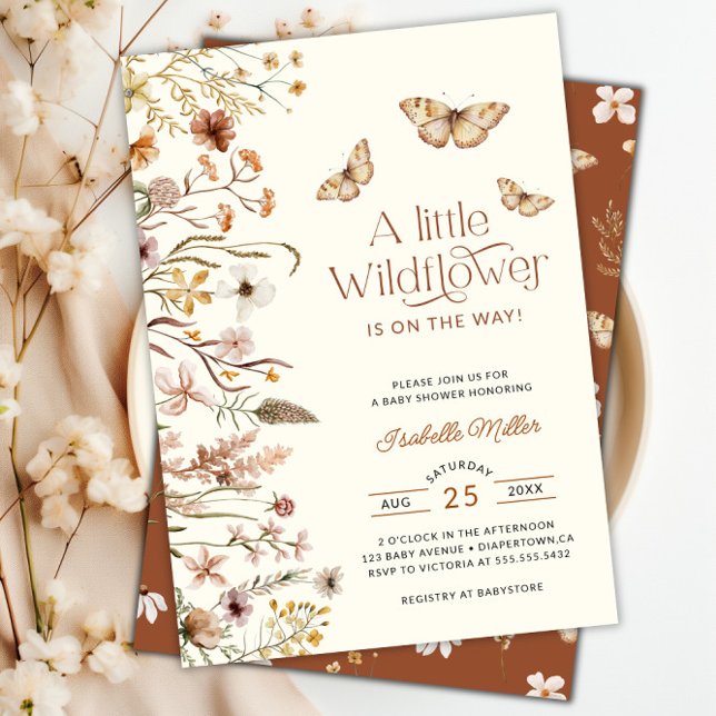 Convites Pequeno Chá de fraldas Floral de Flor Selvagem (Little Wildflower Floral Baby Shower Invitation)