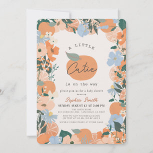 Convites Pequeno Chá de fraldas Floral Laranja Cutie