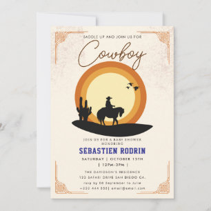 Convites Pequeno Chá de fraldas Moderno do Cowboy