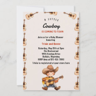 Convites Pequeno Chá de fraldas Moderno do Cowboy Ocidental