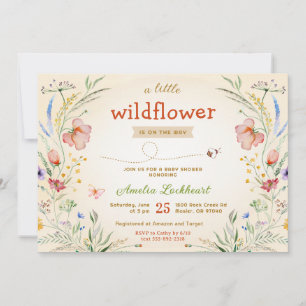 Convites Pequeno Chá de fraldas Neutro de Flor Selvagem