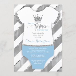Convites Pequeno Chá de fraldas Príncipe Convide, Faux Glit