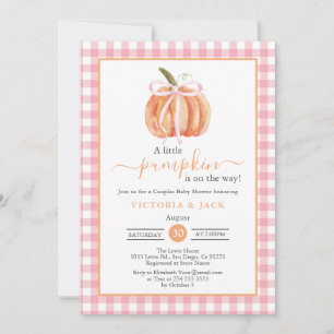 Convites Pequeno Chá de fraldas Pumpkin Pink Gingham Fall