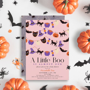 Convites Pequeno Chá de fraldas Rosa Boo Halloween Garlands