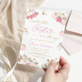 Convites Pequeno Chá de fraldas Rosa Pumpkin Floral