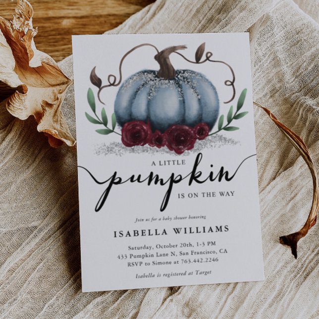 Convites Pequeno Chá de fraldas Russo de Prata Azul (Criador carregado)