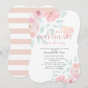 Convites Pequeno Chá de fraldas Virtual Floral Sweetheart