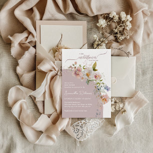 Convites Pequeno Chá de Garota-Bebê-Flor-Selvagem