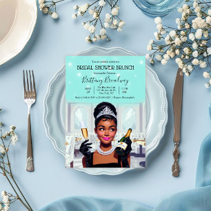 Convites Pequeno Chá de panela de Brilho de Vestido Preto e