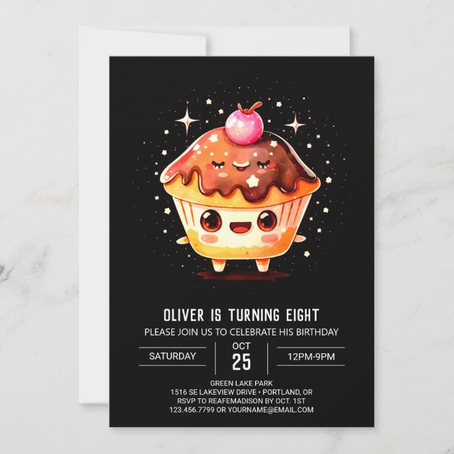Convites Pequeno Chocolate Delight Muffin Aniversário (Frente)