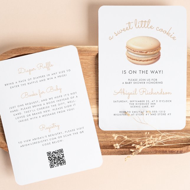 Convites Pequeno Código QR Macaron de Biscoito Neutro para  (Criador carregado)