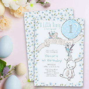 Convites Pequeno coelhinho e balão azul qualquer criança de