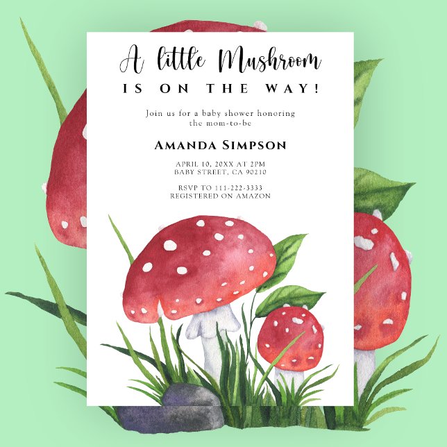 Convites Pequeno cogumelo está a caminho do Chá de fraldas  (Criador carregado)