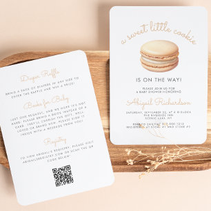 Convites Pequeno Cookie Macaron Código QR Chá de fraldas Ne