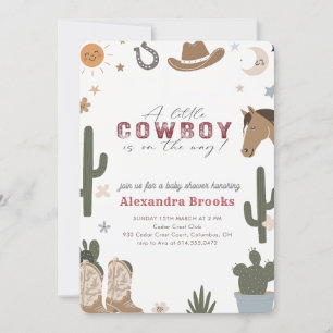 Convites Pequeno Cowboy a Caminho Chá de Bebê Western