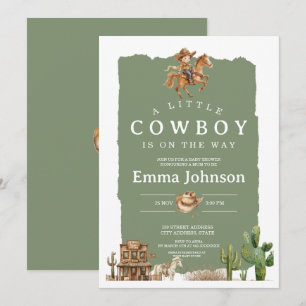 Convites Pequeno Cowboy a Caminho Chá de Bebê Western