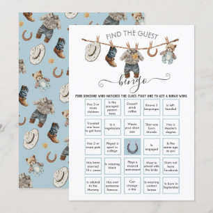 Convites Pequeno Cowboy Clothesline Encontre o convidado BI