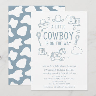 Convites Pequeno Cowboy Está a Caminho Churrasco de Bebê Me