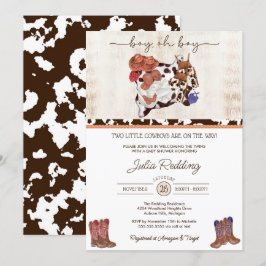 Convites Pequeno Cowboy Twin Boys Western V3