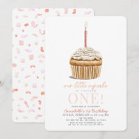 Pequeno Cupcake borrifa primeiro aniversario Rosa