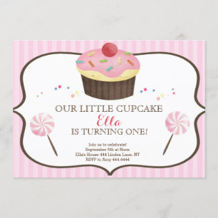 Convites Pequeno Cupcake - Primeiro Aniversário - terra doc