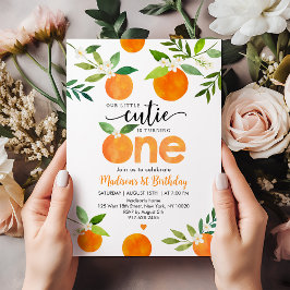 Convites Pequeno Cutie Greenery Floral Primeiro Aniversário