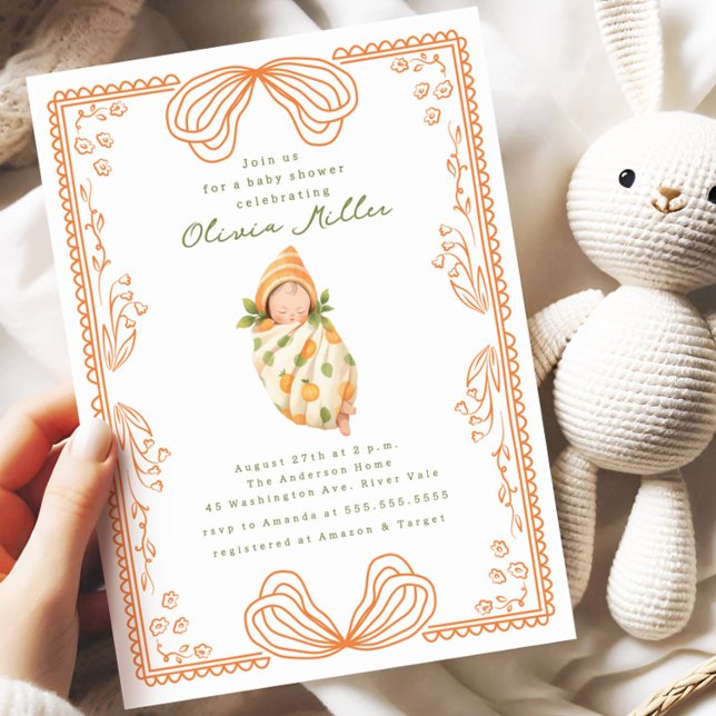 Convites Pequeno Cutie Swaddled Baby Shower (Criador carregado)