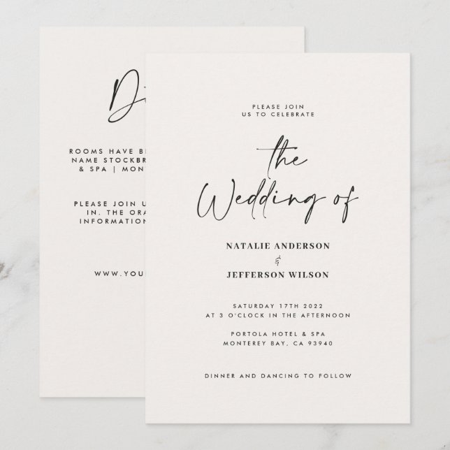 Convites Pequeno detalhe branco preto moderno Código QR cas (Frente/Verso)