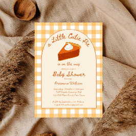 Convites Pequeno doce torta de abóbora de gingham baby show